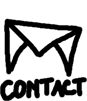 A stylized drawing of an envelope, which stretches when hovered over.